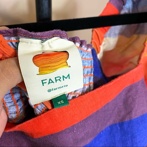 Farm Rio Rainbow Puff Sleeve Linen Mini Dress - Picture 6 of 10